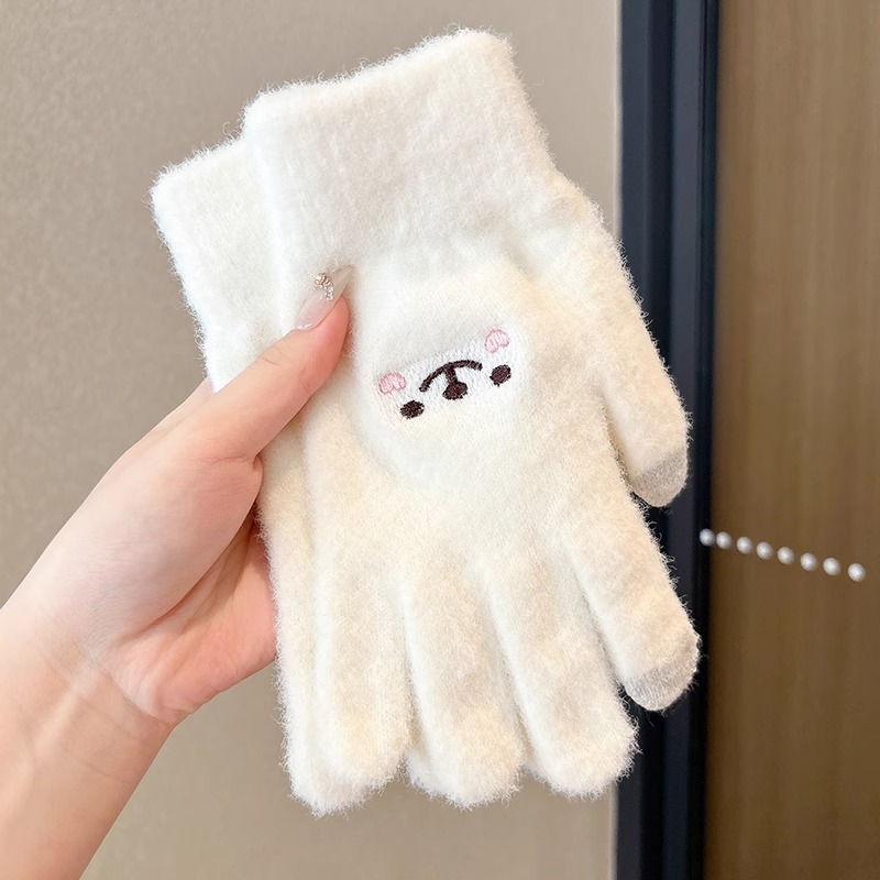 Niños guantes de medio dedo estudiantes de primaria caliente a prueba de frío guantes de dedo de punto 2025 nuevo guantes a prueba de viento y frío