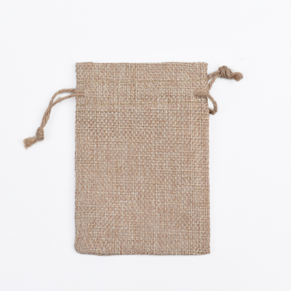 Vintage bolsa de lino cordón Navidad regalo artesanía joyería embalaje imitación Lino pequeño bolso de lino fábrica al por mayor