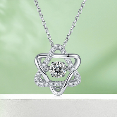 Selling 925 girl student Jewelry Sense of design Necklace Smart Six awn star Unique Suspended Set Morsang Necklace