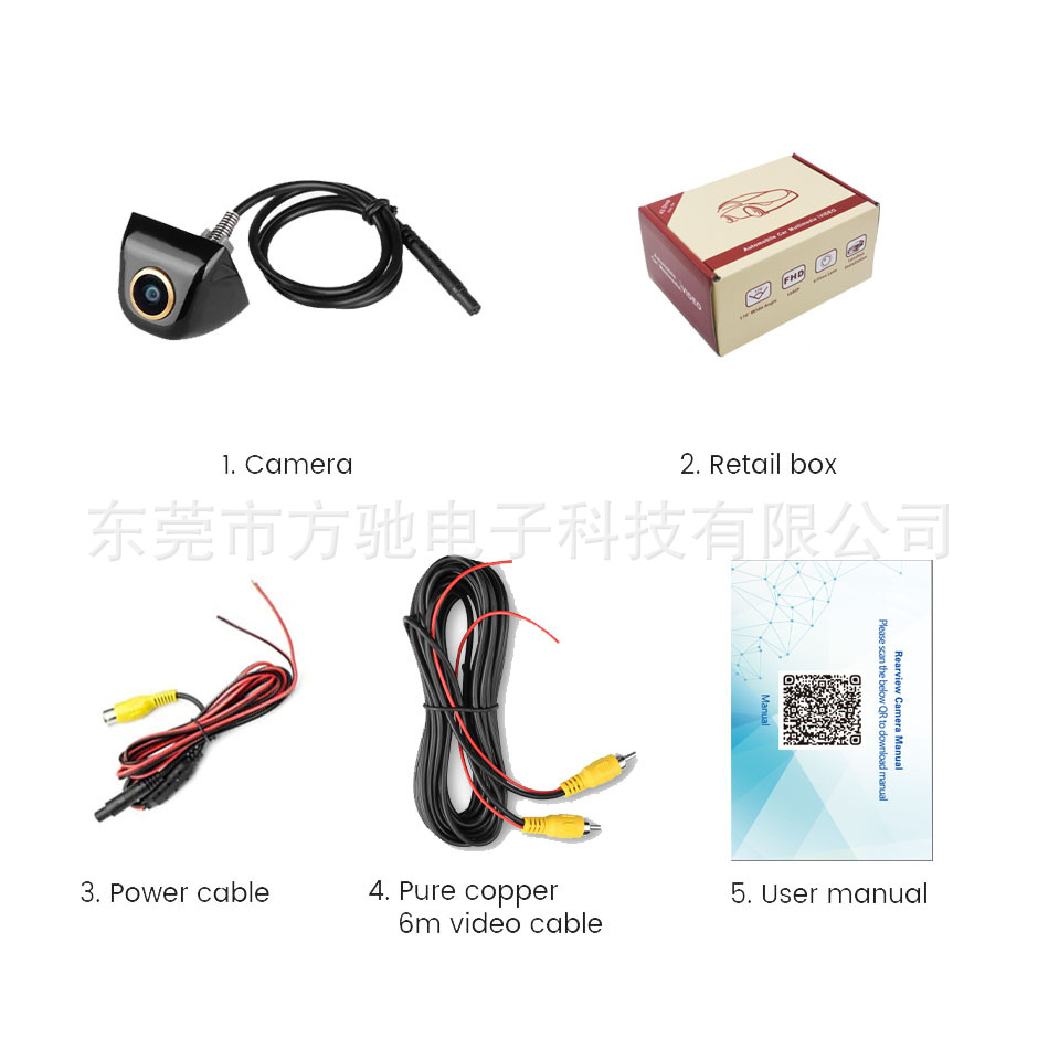 Golden AHD Korean car camera reversing image HD wide-angle night vision 1080P fisheye rear view plug-in