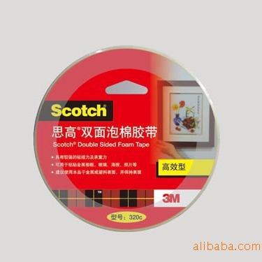 3M ˼�ߣ�Scotch��320C-12 ˫�����޽���(��Чǿ����)12mm*5.5m