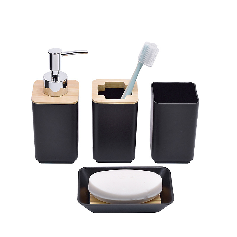 Baños de plástico bandeja baño conjunto de lavado cepillo de dientes estante baño lavabo decoración hotel conjunto de cuatro piezas