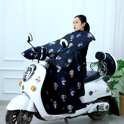 冬季电动车挡风被加绒加厚保暖踏板车三轮车电瓶车通用连体挡风罩