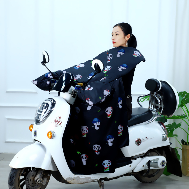 冬季电动车挡风被加绒加厚保暖踏板车三轮车电瓶车通用连体挡风罩