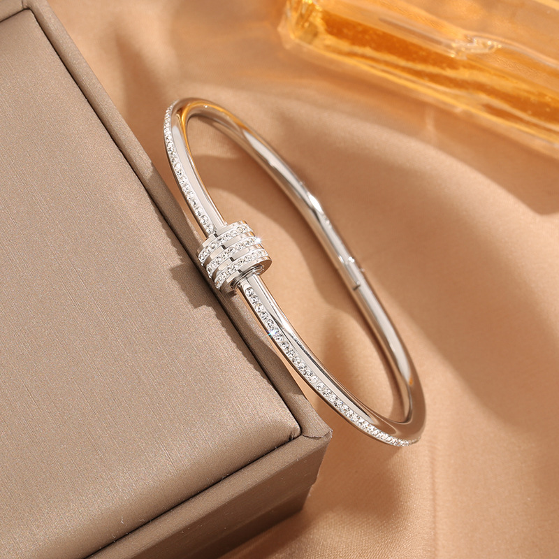Bracelet 1pc rose gold simple diamond-plated gold-plated women_voghion.com