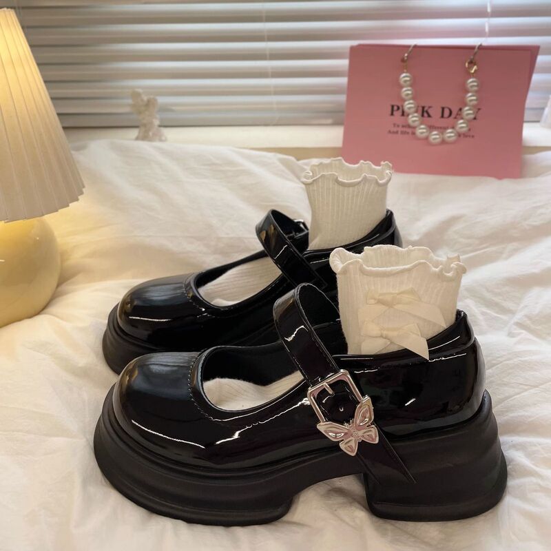 Western style all-match round toe leather shoes for women 2023 New thick heel platform all-match Japanese style jk Mary Jane single-layer shoes for women Western style all-match round toe leather shoes for women 2023 New thick heel platform all-match Japanese style jk Mary Jane single-layer shoes for women