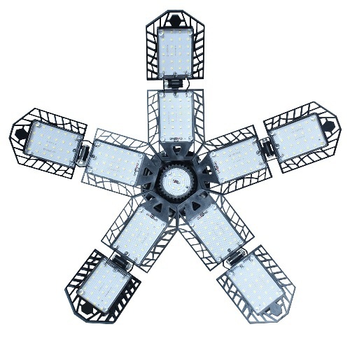 Factory Private Model Led Garage Light Industrial and Mining Light 10-Blade Cross-Border Foldableing Deformation Warehouse Chandelier Adjustable Led Light