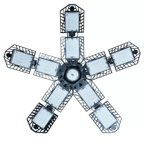 工厂私模led车库灯 工矿灯10叶 跨境折叠变形仓库吊灯 调节LED灯