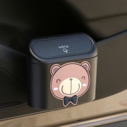 Car trash can, universal car trash can with lid, cartoon hanging storage, mini car trash can, interior decoration supplies