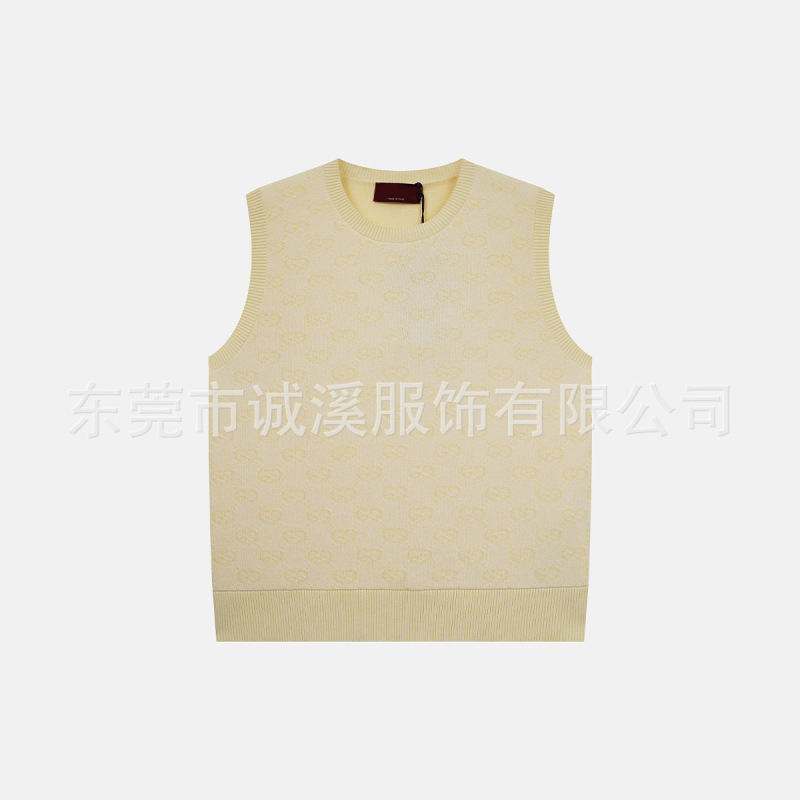 [g Home Jacquard Jacquard Knitted Vest] 2025 New Summer Style Full-Print Fashionable and Comfortable Round Neck Sleeveless Top
