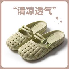 新款包头拖鞋女夏百搭透气软底防滑洞洞时尚外穿学生居家凉拖鞋女