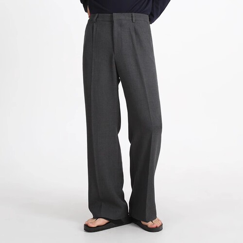 American retro dragline trousers men's summer new loose business commuting straight casual pants wide-leg pants