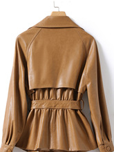 绵羊皮短款女外套系带收腰女海宁春秋新品韩版气质女皮衣