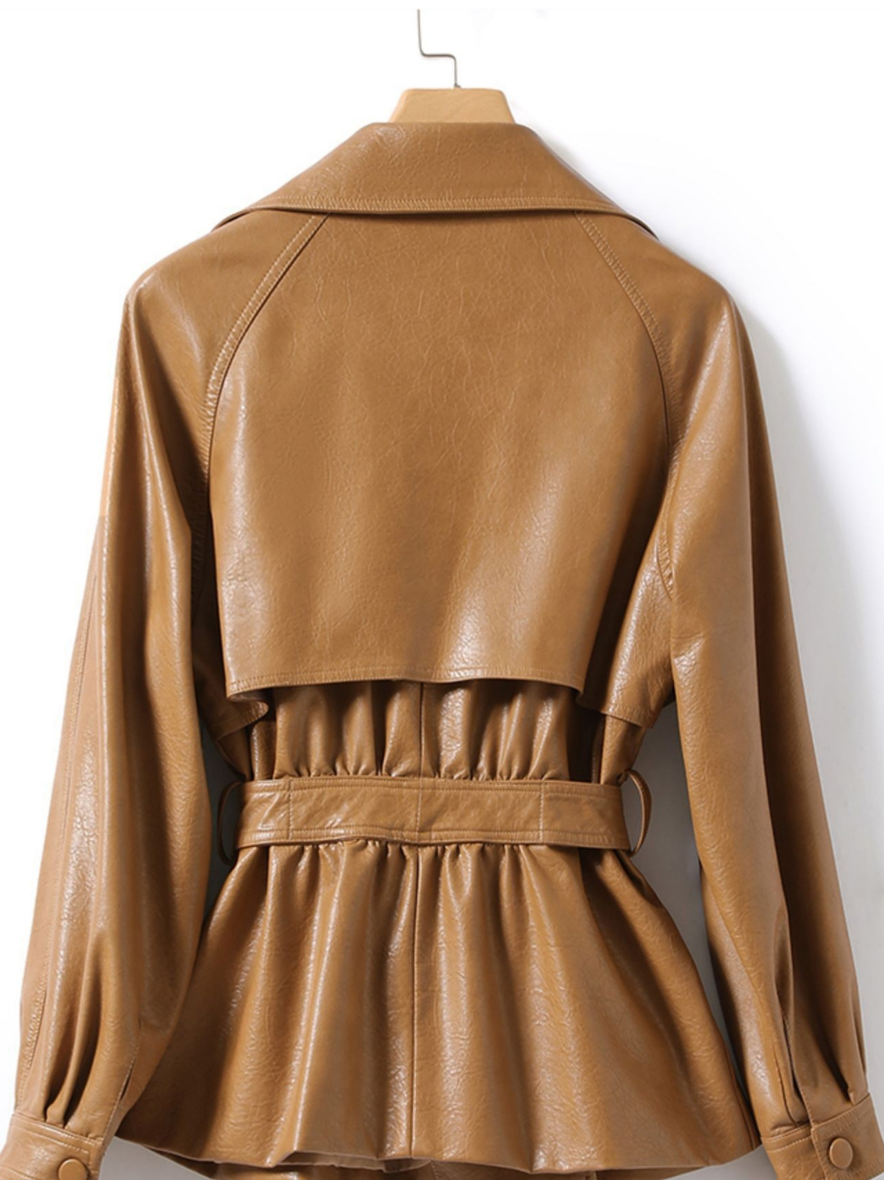 绵羊皮短款女外套系带收腰女海宁春秋新品韩版气质女皮衣