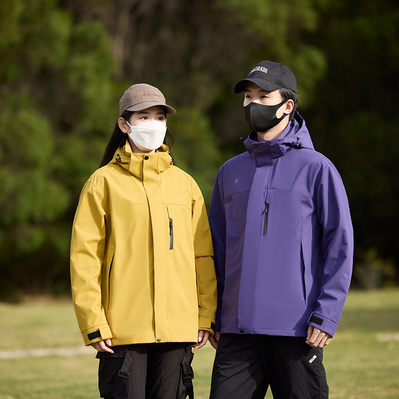 冲锋衣三合一可拆卸情侣户外旅行防风防水登山服男女同款山系潮牌|undefined