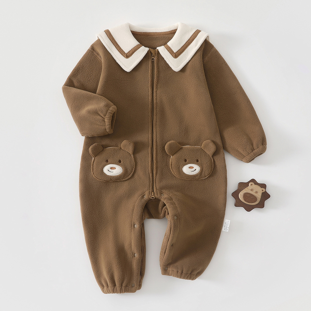 Uniforme de bebé otoño y invierno clase A abrigo de pelusa caliente para bebés en el hogar lindo suave ropa de escalada unida image 6