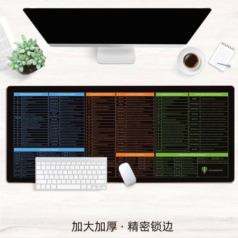 超大鼠标垫办公PS软件excel桌面键耐脏电脑加厚防滑简约键盘垫|undefined