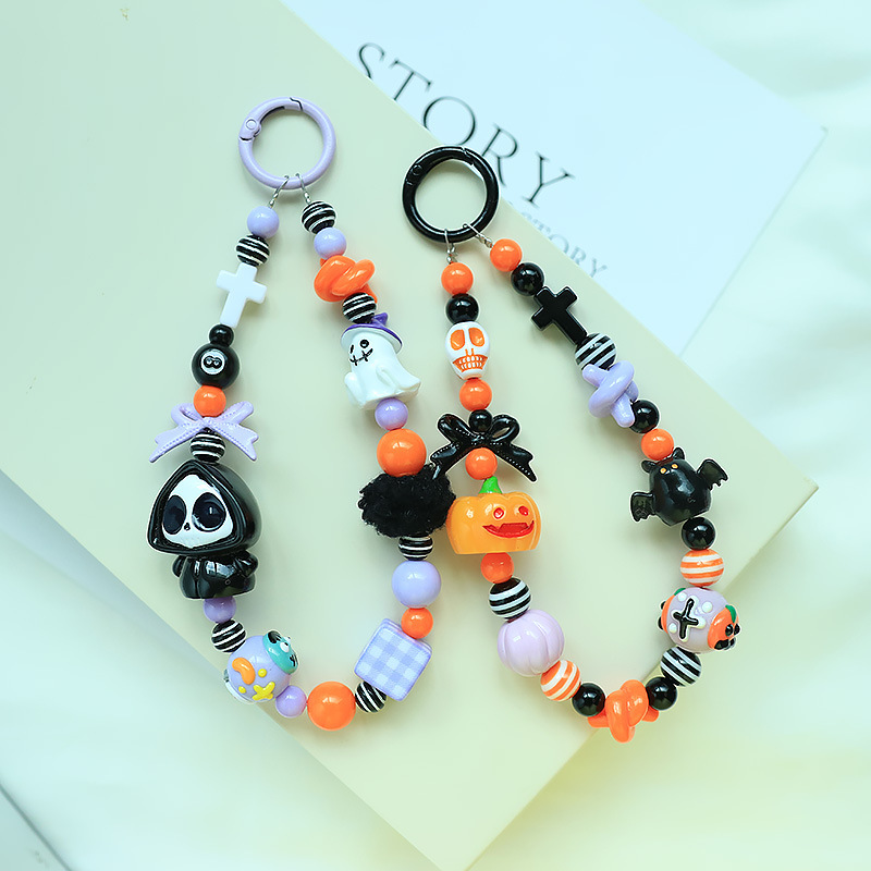 Cross-Border Halloween Beaded Phone Chain Pendants, Pumpkin Monster Keychains, Chain Bag Charms Wholesale Cross-Border Halloween Beaded Phone Chain Pendants, Pumpkin Monster Keychains, Chain Bag Charms Wholesale