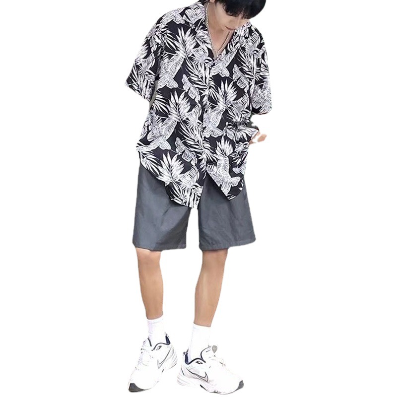 Camisa de manga corta floral hawaiana camisa delgada de verano holgada para Hombres estilo Hong Kong marca de moda abrigo guapo