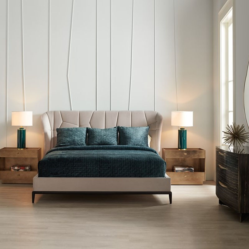 美式布藝床北歐現代輕奢軟包雙人婚床意式網紅ins風主臥實木大床