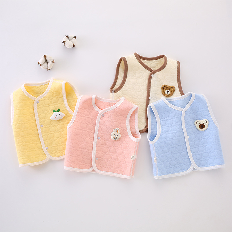 Baby pure cotton vest, suitable for spring, autumn and winter, warm, padded, for newborns and children, unisex vest.