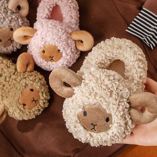 Happy Mary Kidsren's Cotton Shoes Boys' Bag Heel Little Sheep Cotton Shoes Warm Baby Indoor Home Kidsren's Slippers Winter