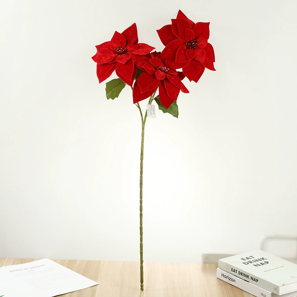 Праздничные искусственные цветы poinsettia для украшения интерьера, цветы дома, флористические украшения, макет рождественской сцены, искусственные цветы