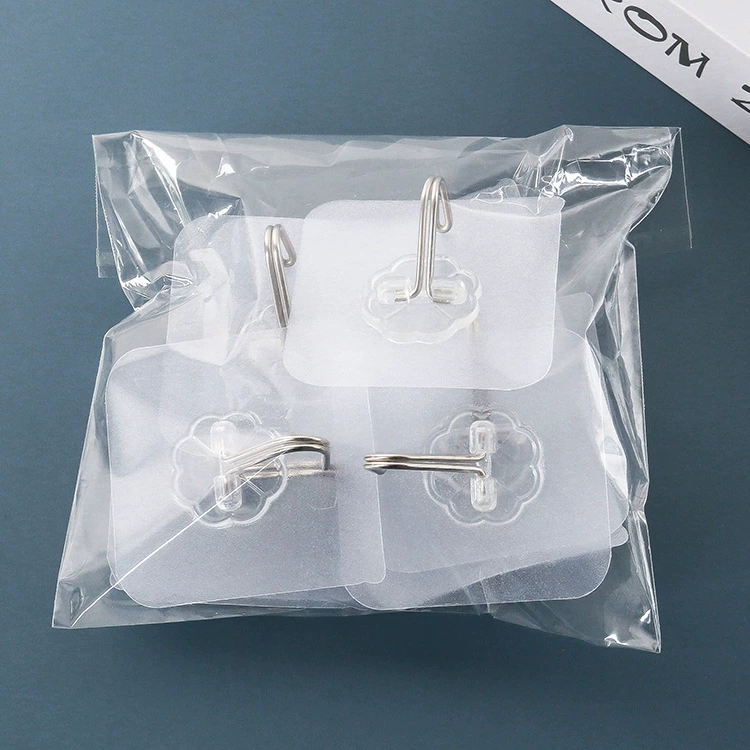 Transparent Adhesive Wall Hooks, Pack of 10, Clear Self-Adhesive Hooks for Kitchen & Bathroom