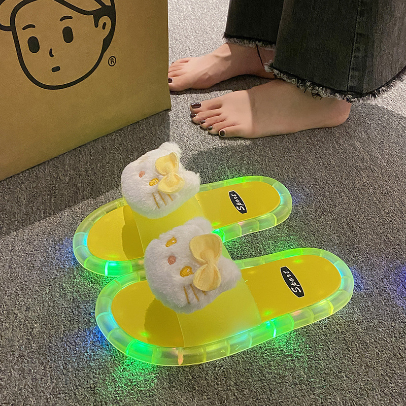 노란색 [노란색 봉제 고양이] 야광 신발