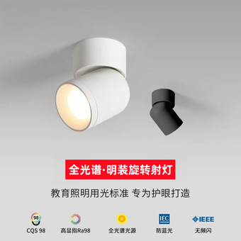明装旋转led射灯可调节360角度客厅背景墙无主灯玄关cob小天花灯