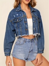 U 37221 Women's Distressed Denim Jacket �ƶ�ţ�мп� ��