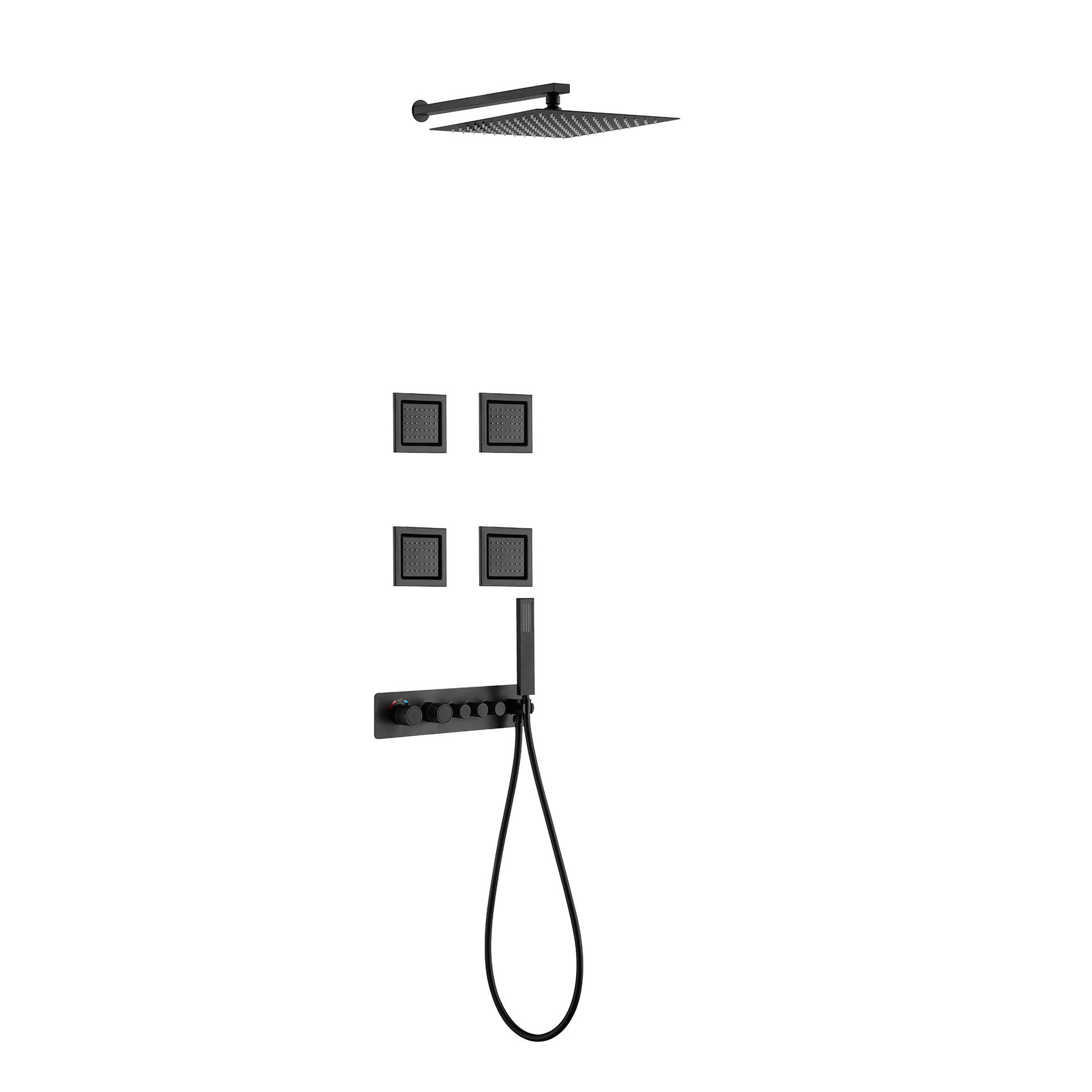 Traje de ducha de pared gris de pistola dividida de cobre transfronterizo oculto ducha de baño presurizado