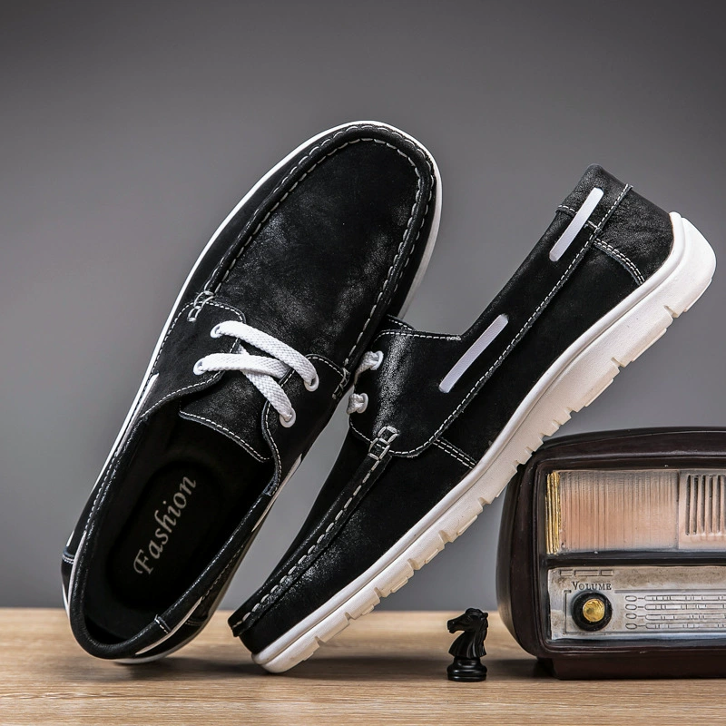 8687 Мужская обувь, парусиновые туфли, маленькие кожаные туфли из лефу, весенние низкие матовые туфли без шнуровки из воловьей кожи, мокасины на плоской подошве