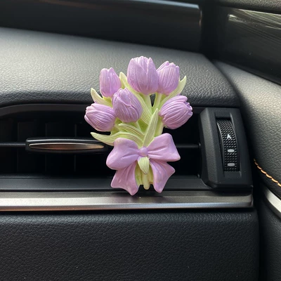 Car Aromatherapy Outlet Decoration Car ornaments - purple-yujing-flower-unscented