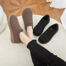 冬季新款北京布鞋加绒棉鞋轻便防滑休闲运动软底脚蹬妈妈黑色单鞋
