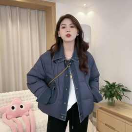 牛仔拼接棉服女短款冬季2025新款韩系加厚设计感小个子保暖外套