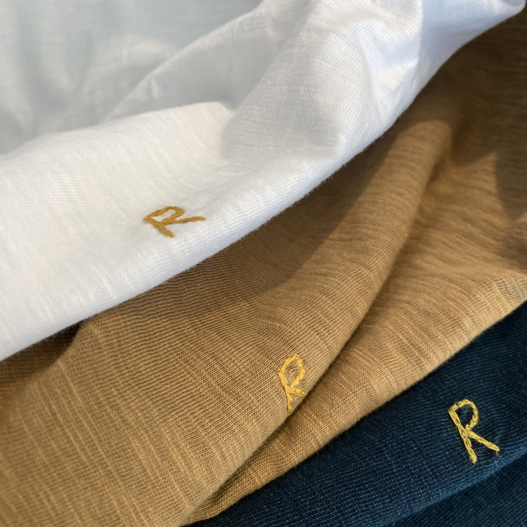 Wear whatever you want, build whatever you want!!! R Single 45 Slub Cotton Embroidered Piglet Loose Crewneck Short-sleeved T-shirt Women's 2025