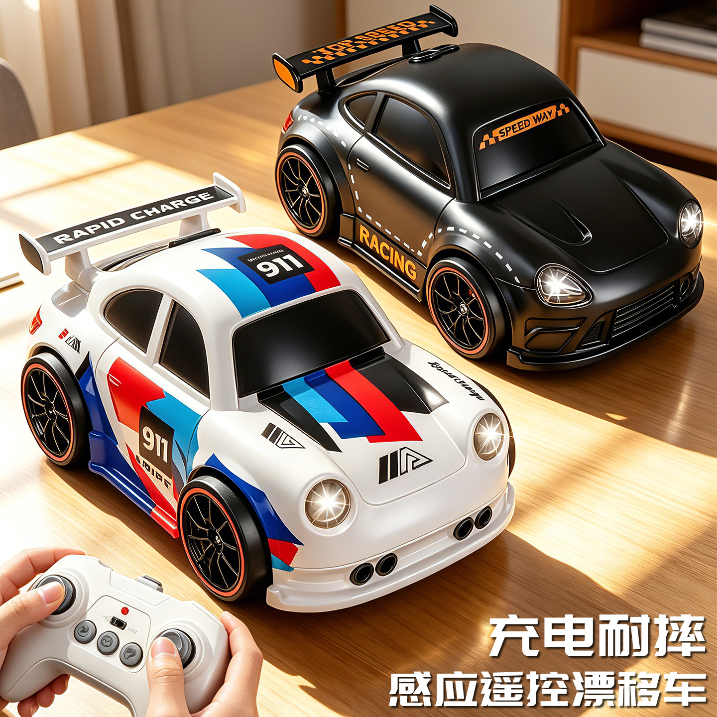 Coche de Carreras de Control Remoto Eléctrico de Plástico con Luces para Niños image 4