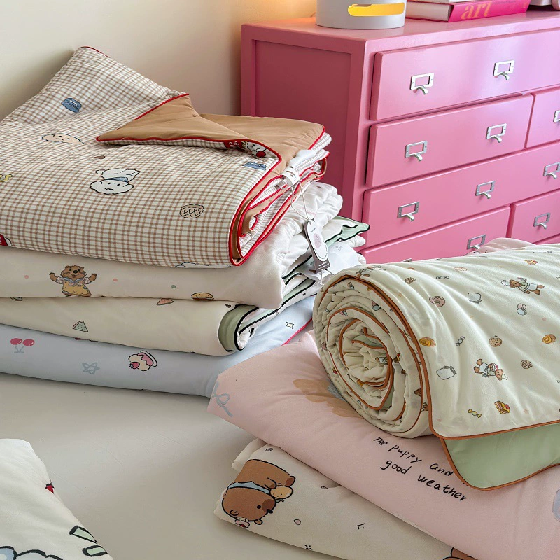 Вязаное хлопковое и нейлоновое прохладное двустороннее тонкое одеяло с кондиционером в стиле Ins для лета, подходящее для сна обнаженным.