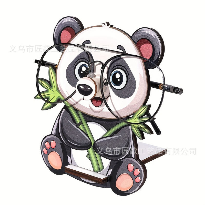 Temu Hot-Selling Panda Wooden Glasses Frame Glasses Frame with Panda Design Women's Glasses Display Stand