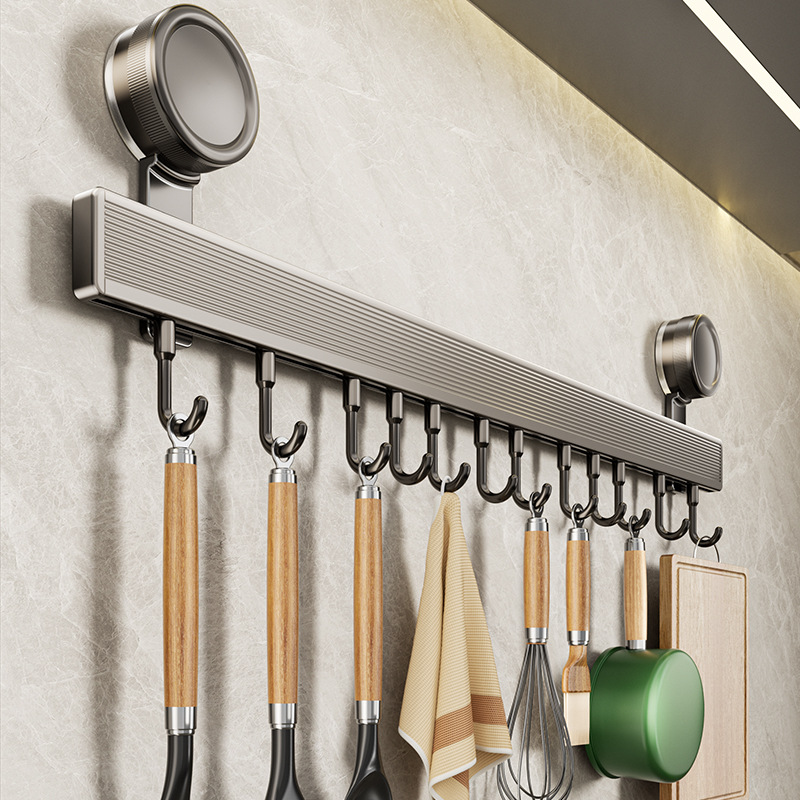 Suction Cup Kitchen Hook Punch-free Removable Hook Hook Rod Spovel Spoon Row Hanger Wall-mounted Storage Rack