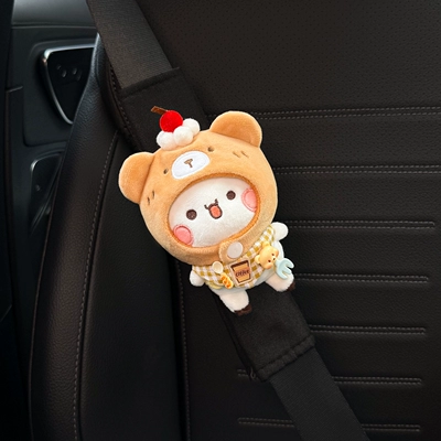 Motorcycle Handle Cover for Car Safety Belts - burnt-bear-one-or-two-black-shoulder-pads