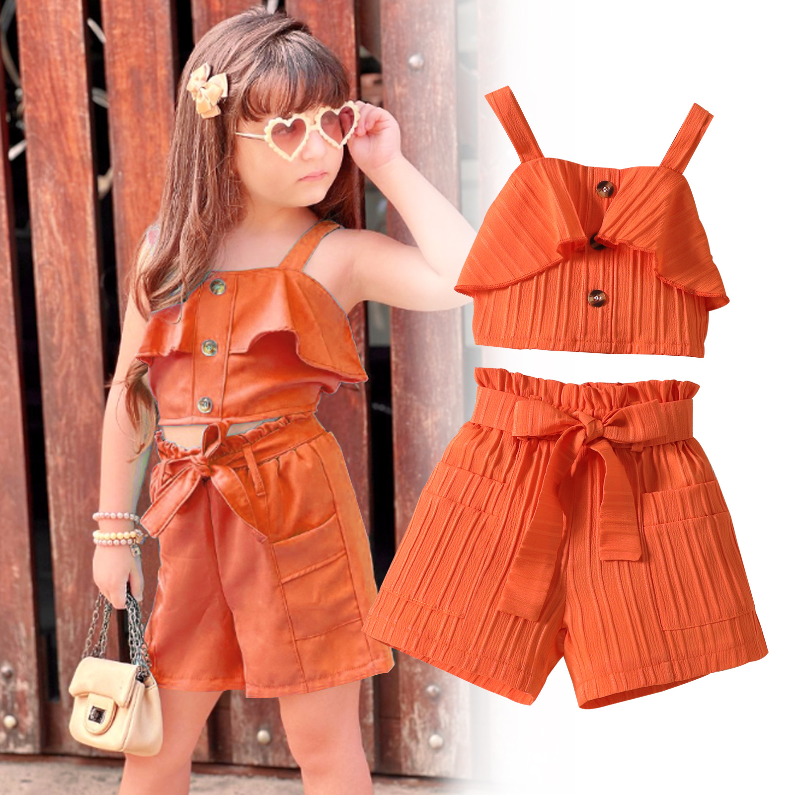 400g Weight Cute Solid Color Bow Knot Cotton Girls Dresses