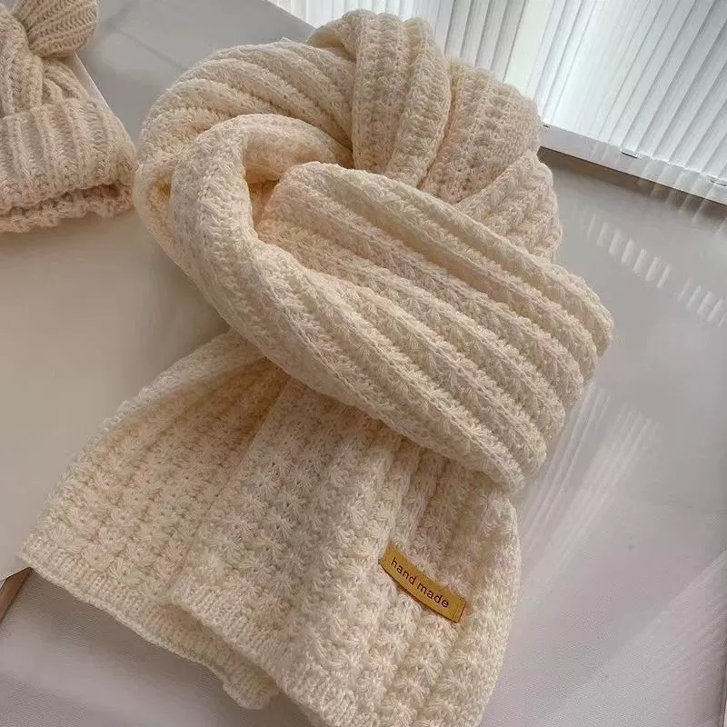 Вязаный зимний шарф, подкладка из искусственного меха, 180 × 30 см, толстый тёплый корейский стиль