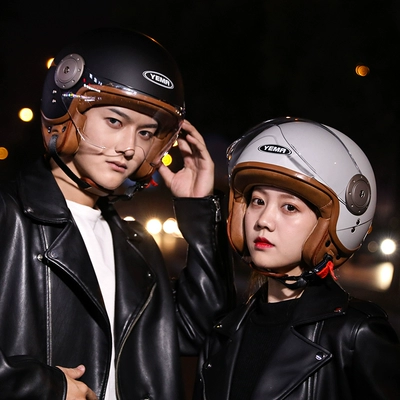 Motosiklet kaskı (dəbilqə) | Retro Motorcycle Full-Face Helmet, Half Helmet