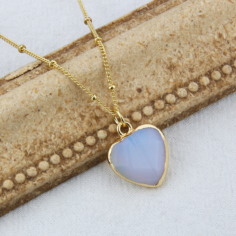 new temperament heart stone pendant copper necklace wholesale