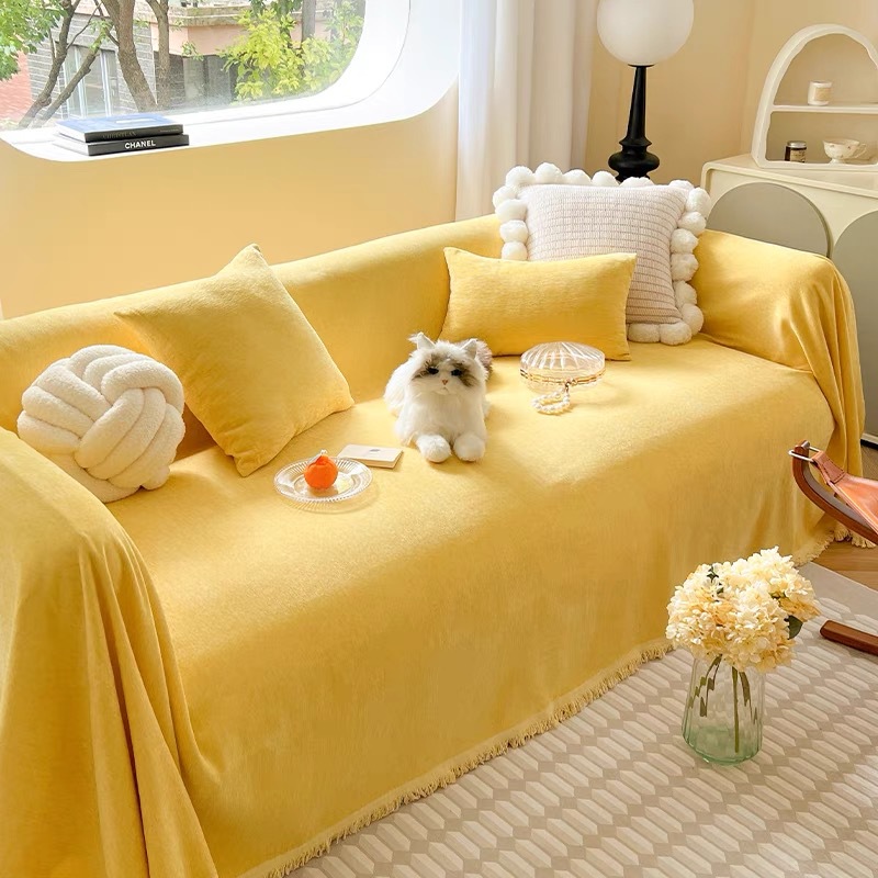 Husă de canapea din chenille crem stil universal_voghion.com