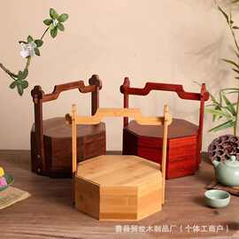 中式木质礼盒中秋节送礼月饼盒茶叶茶具收纳盒婚庆伴手糖果礼盒