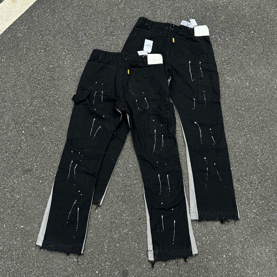 Galería de moda americana dept agujeros de tinta pantalones vaqueros vibe viento hombre rectos sueltos pantalones altos