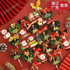 10個のクリスマスケーキ装飾草輪プラグインクリスマスツリー葉雪だるまヘラジカサンタクロースプレゼントカード